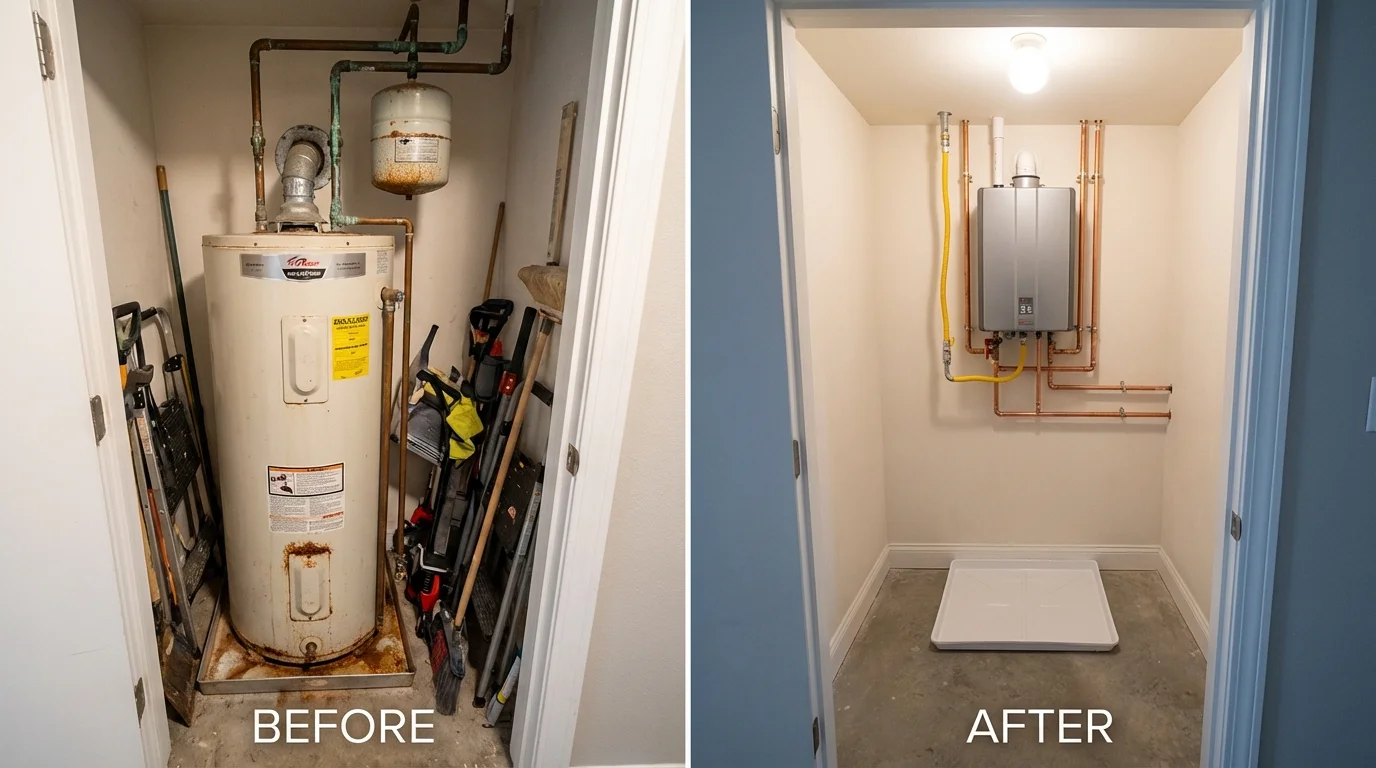 Tank water heater versus wall-mounted tankless unit comparison for Golden, CO homeowners
