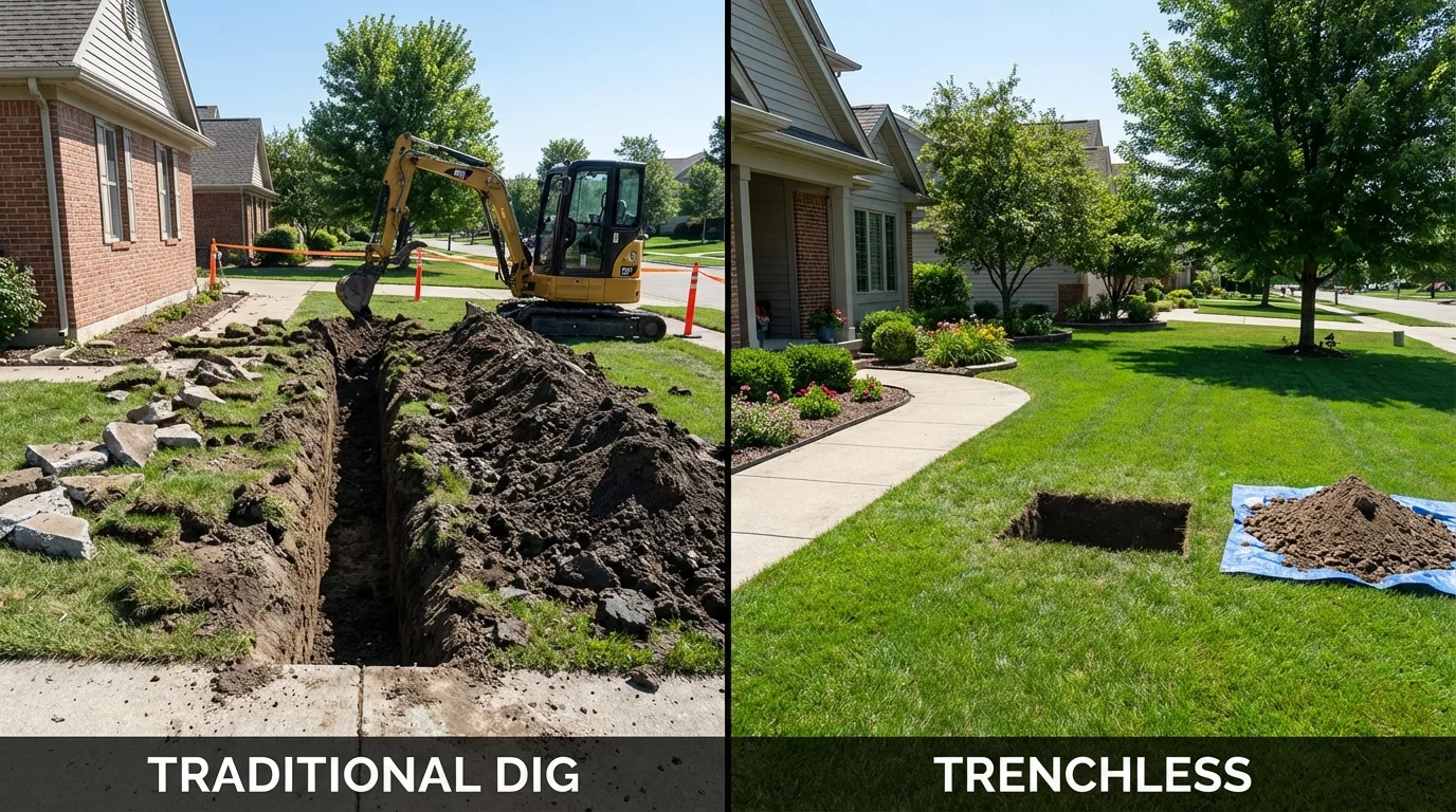 Trenchless sewer repair with minimal yard damage versus traditional excavation in Golden, CO